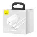 Baseus Travel Charger set Super Si 1C QC (With Simple Wisdom Cable Type-C to Lightning 1m) 20W EU Wh