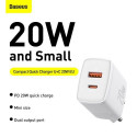 Baseus Travel Charger Compact Quick Charger U+C 20W EU White (CCXJ-B02)