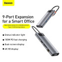 Baseus HUB Metal Gleam Series 9-in-1 Multifunctional (Type-C to 3x USB3.2/PD 100W/VGA Full HD 60Hz/H