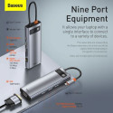 Baseus HUB Metal Gleam Series 9-in-1 Multifunctional (Type-C to 3x USB3.2/PD 100W/VGA Full HD 60Hz/H