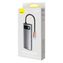 Baseus HUB Metal Glam Series 5-in-1 (3xUSB-A 3.0, Type-C male, Type-C female, HDMI-A), Gray EU (WKWG