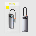 Baseus HUB Metal Glam Series 5-in-1 (3xUSB-A 3.0, Type-C male, Type-C female, HDMI-A), Gray EU (WKWG