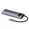 Baseus HUB Metal Glam Series 5-in-1 (3xUSB-A 3.0, Type-C male, Type-C female, HDMI-A), Gray EU (WKWG