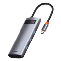 Baseus HUB Metal Glam Series 5-in-1 (3xUSB-A 3.0, Type-C male, Type-C female, HDMI-A), Gray EU (WKWG