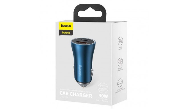 Baseus Car Charger Golden Contactor Pro Fast Type C / USB 40W, PD 3.0, QC 4.0+ SCP, FCP, AFC, Blue (