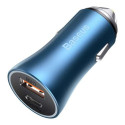 Baseus Car Charger Golden Contactor Pro Fast Type C / USB 40W, PD 3.0, QC 4.0+ SCP, FCP, AFC, Blue (