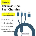 Baseus Cable Superior Series 3-in-1 Fast Charging Data Cable USB to M+L+C 3.5A 1.5m Blue (CAMLTYS-03
