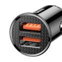 Baseus Car Charger Circular Plastic A+A Dual Quick Charge 3.0 30W Black (CCALL-YD01)