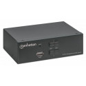 Manhattan DisplayPort 1.2 KVM Switch 2-Port, 4K@60Hz, USB-A/3.5mm Audio/Mic Connections, Cables incl