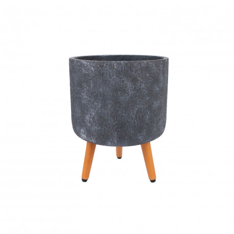 Lillepott SKY EDEN D32xH41.2cm, tumehall, puidust jalgadega