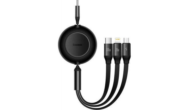 Kabel USB Baseus USB-C - USB-C + microUSB + Lightning 1.1 m Czarny (CAMJ010201)