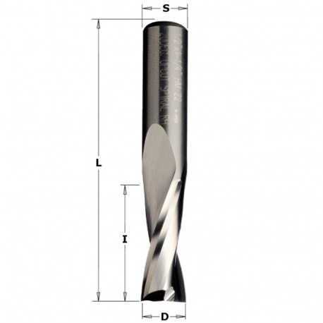 Spiraalfrees, üles.v D=3/16"x3/4" S=1/4" Z=2 RH
