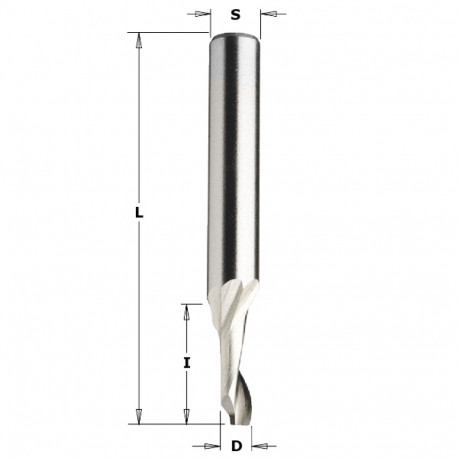 Spiraalfrees 5% CO HSS, üles.v ALU Z1 D=6x40x100 S=8 RH