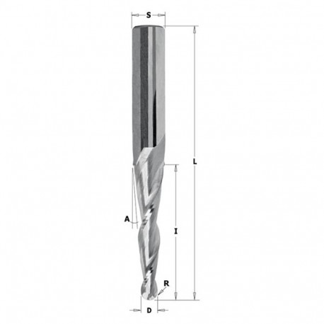 Spiraalfrees, kooniline HM D=1.6x30x80 S=8 RH