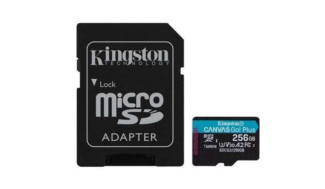 Kingston mälukaart Technology 256GB microSDXC Canvas Go Plus 170R A2 U3 V30 + adapter