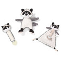 Cuddly toy with pacifier holder RACOON ROCKY