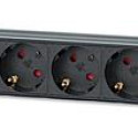 Intellinet 19" 1U Rackmount 7-Way EU 2-pin (CEE 7/3) PDU with Surge Protection, 16A, On/Off, Bu