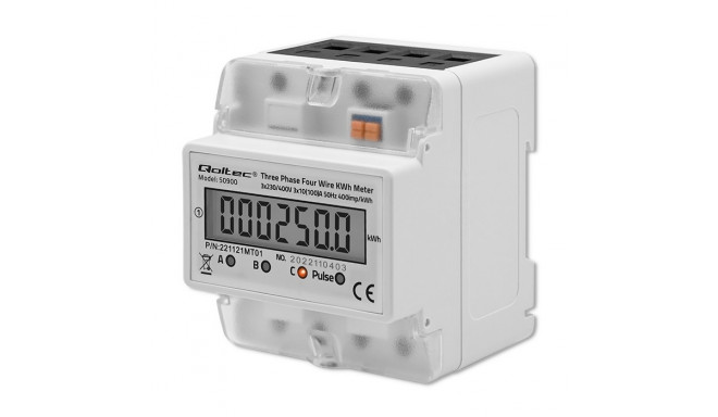 Three-phase electronic meter | energy consumption meter on DIN rail | 400V | LCD | 4P