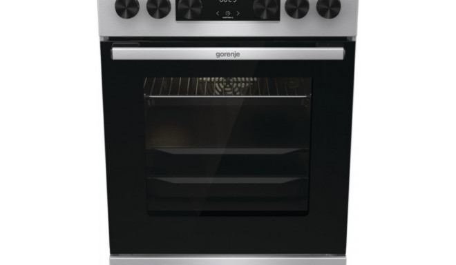 The Gorenje GECS5C70XA is a freestanding electric cooker with a glass-ceramic hob. 