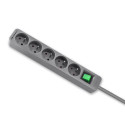 Qoltec extension cord 5 sockets 1.8m, grey