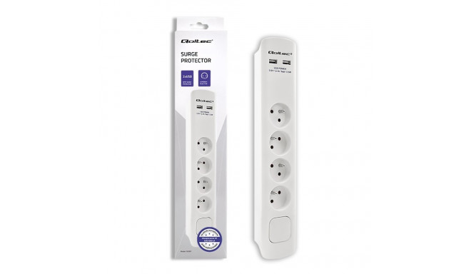 Surge protector 4 sockets, 2xUSB, 1.8m