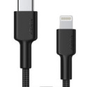 Cable CB-CL02 Black nylon Lightning-USB C | USB Power Delivery USB-PD | certificate MFi Apple