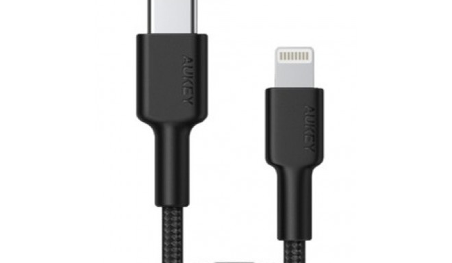 Cable CB-CL02 Black nylon Lightning-USB C | USB Power Delivery USB-PD | certificate MFi Apple
