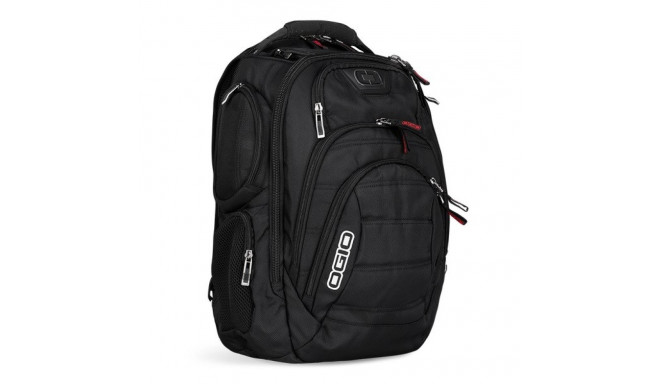 The OGIO Gambit Black Backpack is a high-capacity, heavy-duty laptop bag designed f