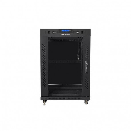 15U 19" Free-Standing Server Rack Cabinet, 600x600mm, Black, Glass Door (Flat Pack)