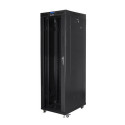 Installation cabinet rack 19 42U 800x800 black, glass door LCD (Flat pack)