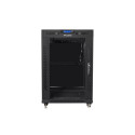 Installation cabinet rack 19 15U 600x800 black, glass door lcd (flat pack)