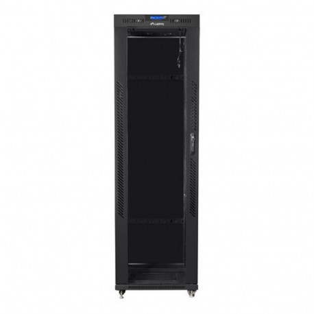 Installation cabinet rack 19 42U 600x800 black, black glass door lcd (Flat pack)