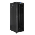 Installation cabinet rack 19 37u 600x800 black, black glass door lcd (Flat pack)