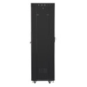 Installation cabinet rack 19 42u 600x600 black, black glass door lcd (Flat pack)