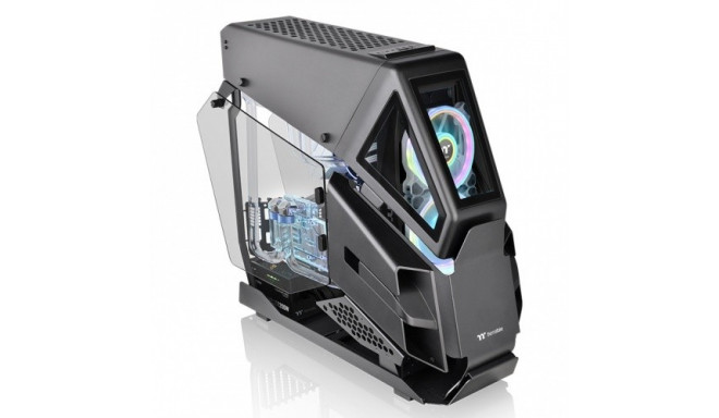 The Thermaltake AH T600 TG is a helicopter-inspired full-tower E-ATX chassis charac