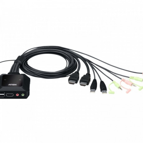 2-Port USB 4K HDMI Cable KVM Switch with Remote Port Selector