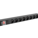 Power strip PDU rack 19 inch 1U 16A 8X 230V PL 2 black