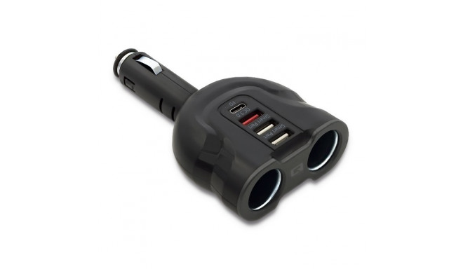 Car charger52W,2xUSB,USB QC,USB-C PD,2xcig.socke
