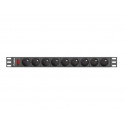 Rack power strip PDU 19 inch 1U 16A 9X 230V PL 3m black