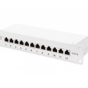 Patch panel 10 inches 12-port RJ-45 Kat.6 shielded 1U complete LSA, cable bracket, gray