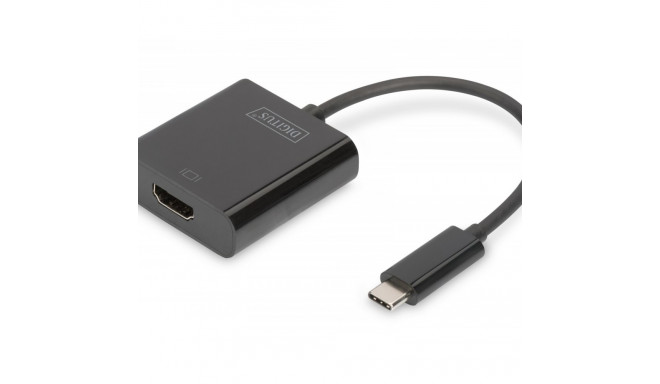 Graphic adapter, HDMI 4K 30Hz UHD to USB 3.1 Type C, with audio, black, length 15cm