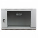 Wall mount cabinet 19 6U 368/600/450mm, glass door, grey (RAL 7035)