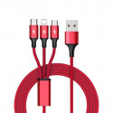 Unitek kaabel USB - USB-C/microUSB/Lightning 1,2m, punane (C4049RD)