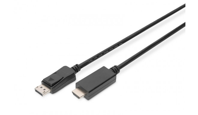 Adapter Cable Displayport 1.2 with interlock 4K 60Hz UHD Typ DP/HDMI A M/M black 2 m