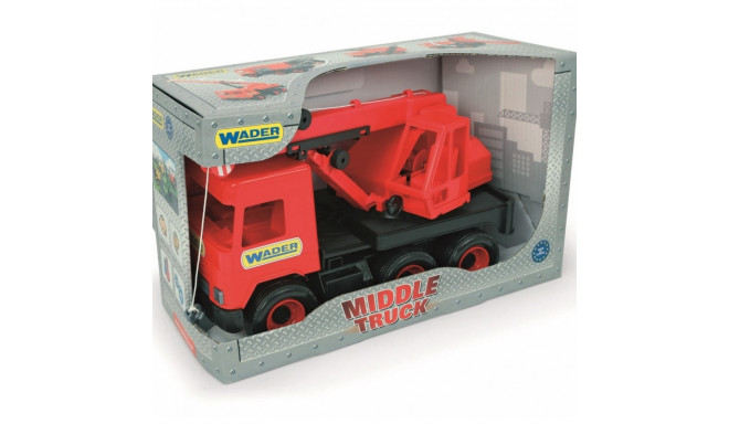 Middle Truck Crane red in box 38 cm