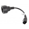 Lanberg pikenduskaabel IEC 320 C14 - Schuko 20cm, must