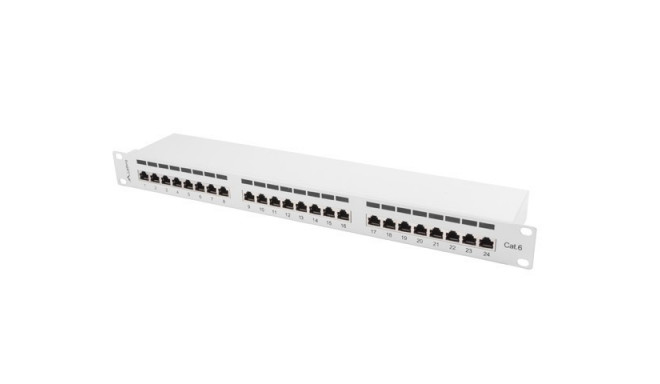 Patch Panel 24 Port 1U Cat.6 gray shield