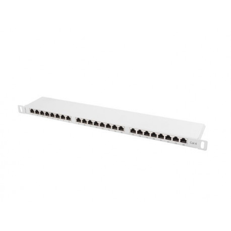 24-Port Cat.6 Shielded Patch Panel, 0.5U, Gray