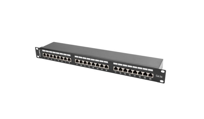 Patch Panel 24 Port 1U Cat.5E black shield