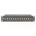 Patch panel 10 "12 ports, CAT6, S / FTP, 1U, cable support, black (complete)